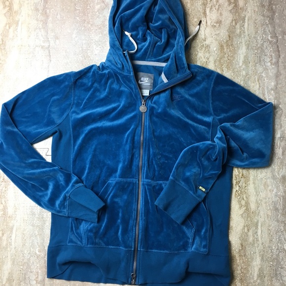 blue nike velvet hoodie